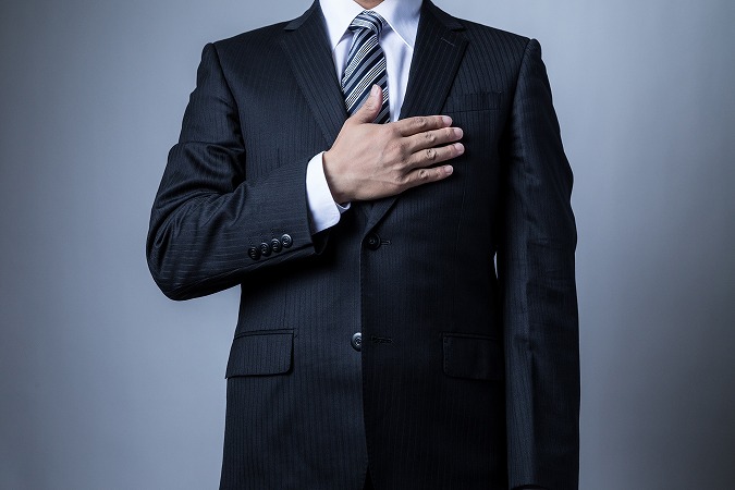 スーツの人、手